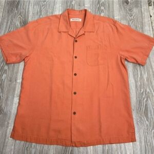 Tommy Bahama Burnt Orange Silk Camp Shirt Medium